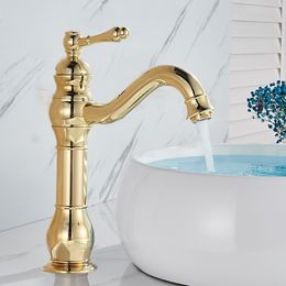 Bathroom Sink Faucets European-style Antique Basin and Cold Faucets Brass Single-hole Single-handle Basin Mixing Faucets for Bathroom Basin Vessel 230311