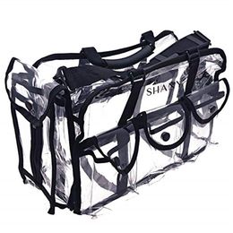 Heavy Duty Clear pvc cosmetic bags with removable and adjustable shoulder strap durable makeup bag Pro Mua Round Bag Large239O