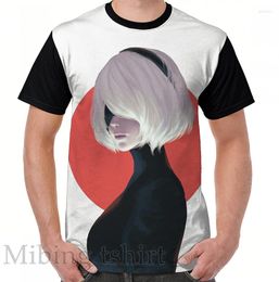 Men's T Shirts Funny Print Men Shirt Women Tops Tee Nier Automata 2B Graphic T-Shirt O-neck Short Sleeve Casual Tshirts