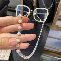 Chains Female Trendy Elegant Pure Handmade Natural White Genuine Pearl Luxury Glasses Chain 50cm Can Customise Length