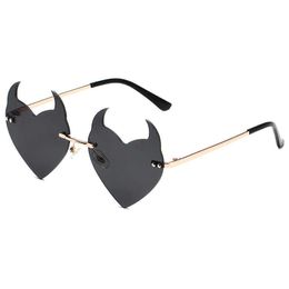 Frameless Sunglass Halloween Little Devil Funny Alternative Cute Eyeglasses Men Women for Catwalk Party