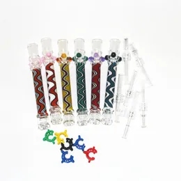 Glass Nectar Kit with ti/Quartz Tips hookahs Dab Straw Oil Rigs Silicone Smoking Pipe smoke accessories