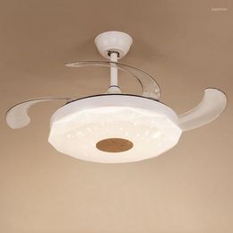 Pendant Lamps Living Room Decoration Bedroom Decor Led Ceiling Fans With Lights Remote Control Dining Fan Light Lamp Shade Lampen