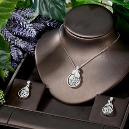 Necklace Earrings Set HIBRIDE 2PCS Earring African For Women Wedding Engagement Brincos Para As Mulheres 2023 N-1752