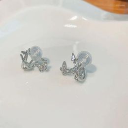 Backs Earrings Korean Inlaid Zircon Butterfly Ear Clips For Women Fashion Fairy Style No Piercing Clip Simple Wedding Jewelry Gift