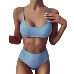 Women's Swimwear Women Solid Color Push-Up Padded Bra Bikini Set Swimsuit Beachwear 2023 Sexy Mujer Bathing Suit