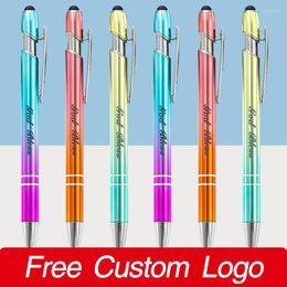 Customised LOGO Metal Capacitive Touch Screen Ballpoint Pens Gradient Colour Gift Pen Handmade Writing School Office Supplies