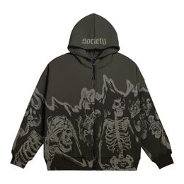 Mens Hoodies Sweatshirts Streetwear Crewneck skeleton Hoodie Couple style Y2K retro hoodie Zipper Oversized sweatshirt Gothic top 230310