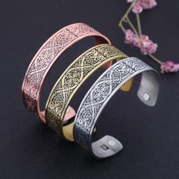 Bangle Teamer Celt Irish Knot Bangles Magnetic Power Hologram Bracelets For Women Men Vintage Jewelry Health Caring