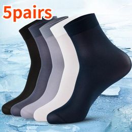 Men's Socks Men's Business 5 Pairs/set Breathable Black 10pcs Sock Autumn Winter For Male Crew Silk Long