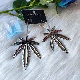 Dangle Earrings Silver Colour Leaf Leaves Nature Jewellery Fashion Innovative Long Maple Tree Big Pendant 2023 Gift