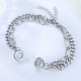 Bracelets Round magnets attract silver bracelets for Valentine's Day gifts, titanium steel lovers Jewellery