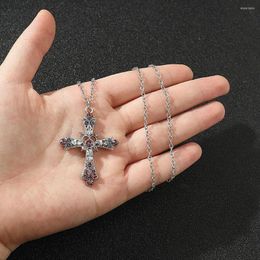 Chains Bohemia Style Zircon Crystal Necklaces For Women Red Cross Pendant & Necklace Wedding Collier Femme Gifts Friend