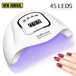 Nail Dryers 12080W SUN X5 Nail Dryer for Curing All Gel Nail Polish UV LED Smart Light for Gel Protable Nail Drying Lamp Manicure Tools 230310