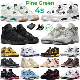 With Box 4 Basketball Shoes Men Women Jumpman 4s Pine Green Military Black Cat Midnight Navy White Cement Photon Dust Seafoam Sail Mens Trainers Outdoor Sneakers
