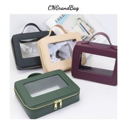 Cosmetic Bags Cases Customized Letters Colorful Saffiano Portable Cosmetic Case Travel Transparent Makeup Bag PVC Cosmetic Bag TPU Wash Bag 230311