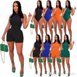 Women Tracksuits Two Pieces Set Designer 2023 New Sleeveless Jumpsuits Suits Ladies Nightclub Casual Suits Colours S-XXXL