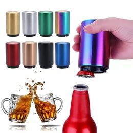 Stainless Steel Bottle Opener Automatic Push Down Magnetic Beer Cap Opener Bar Kitchen Wine Gadgets Tools Openers FY5515