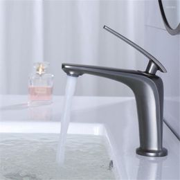 Bathroom Sink Faucets Gun Grey Copper Basin & Cold Chrome Brass Mixer Taps Single Handle Deck Mounted Rose Gold Black