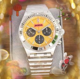 Famous Luxury Fashion Men Stopwatch Watches Full Functional Six Pins Calendar Quartz Movement Bracelet Stainless Steel Band Luminous Wristwatch montre de luxe