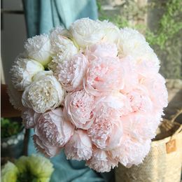 Decorative Flowers & Wreaths Heads Artificial Peony Bridal Bouquet DIY Silk Flower For Home Wedding DecorationDecorative