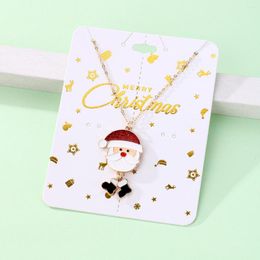 Pendant Necklaces Trendy Christmas For Women Enamel Santa Claus Snowman Tree Necklace Delicate Xmas Party Jewelry Gift