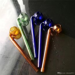 Coloured long curved pan Wholesale Bongs Oil Burner Pipes Water Pipes Glass Pipe Oil Rigs Smoking