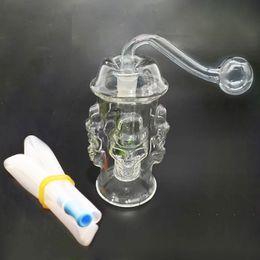 Wholesale Smoking 10mm male Skull glass cigarette Dab rig Bongs Water Oil Burner Pipes with silicone hose