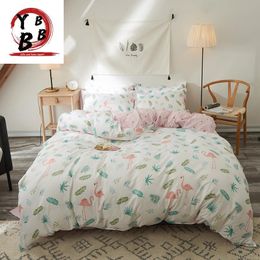 Bedding Sets Cartoon Pink White Flamingo 3/4pcs Children's Boy Girl And Adult Bed Linings King Duvet Cover Sheet Pillowcases