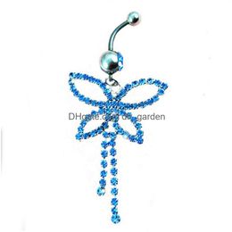 Navel Bell Button Rings D0066 Bowknot Stone Belly Ring Drop Delivery Jewelry Body Dhgarden Dhbn6