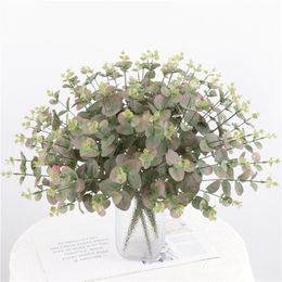 Decorative Flowers & Wreaths Artificial Leaves Branch Retro Silk Eucalyptus Leaf For Home Decor Wedding Plants Faux Fabric Foliage Room Deco