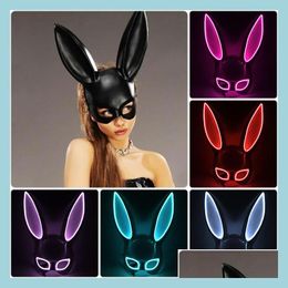 Party Masks Carnival El Wire Bunny Mask Masque Masquerade Led Rabbit Night Club Female For Birthday 220715 Drop Delivery Hom Dhu9S