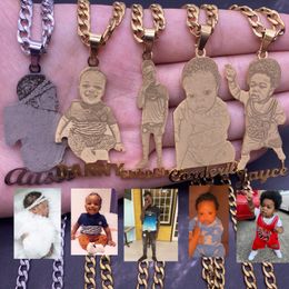 Jewellery Cartoon Name Pendent Necklace For Kids Custom Personalised Po Picture Portrait Nameplate for Childrens Family Gift 230311