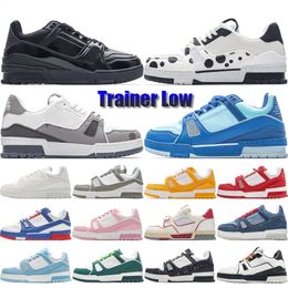 Top Luxury Trainer Low Casual Shoes Logo Embossed Letter Pattern Designer Triple White Denim Blue Mens Womens Leather Platform Sneakers Size 36-45