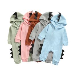 Rompers Citgeett Autumn Infant Baby Boys Girls Solid Color Romper Tassels Long Sleeve Zip-up Hooded Jumpsuit Spring Clothes 230311