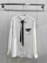 Women's Blouses & Shirts Designer Milan Runway 2023 New Spring Summer Lapel Neck Long Sleeve Brand Same Style 9NTN