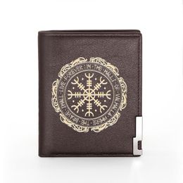 Wallets Fashion Brown Viking Symbol Leather Wallet Men Purse