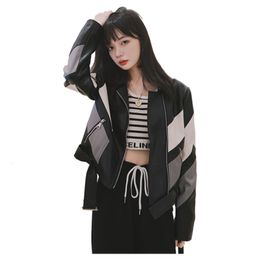 Women's Jackets 2023 Fashion Spring Jacket Women Black Korean Short Leather Biker Coat Lady Zipper Female Pu Streetwear Adjust Waist Clothes 230310