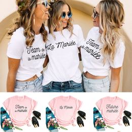 Women's TShirt Team Bride Print La Mariee French Femme Wedding Bachelorette Party T Shirt Bridesmaid Harajuku Clothes Aesthetic Tee To 230311