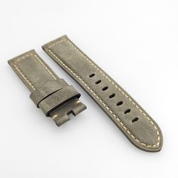 24mm Beige Calf Leather Watch Band Strap Fit For PAM PAM111 Wirst Watch