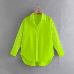 Women's Blouses Solid Young Style Simplicity Button Up Asymmetrical Big Size Loose Leisure Shirt Female Bright Colour Blouse Fashion Tops