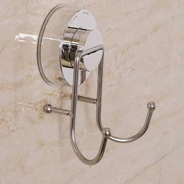 Hooks & Rails Stainless Steel Removable Vacuum Suction Cup Swivel Double Wall Hook Hanger For Towel Robe Bathroom Kitchen Holder