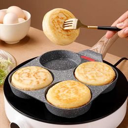 Pans 4 Hole Frying Pot Pan Non-Stick Egg Pancake Thickened Omelette Steak Ham Breakfast Maker Cookware Accessories