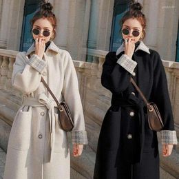 Women's Wool 2023 Autumn Winter Trench Coat Ladies Single-breaste Elegant Slim Long Woollen Coats Women Windbreakers Femme Outwear Tops