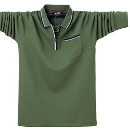 Men's Polos 2023 Fall Casual Shirts Sleeve Lapel Slim Fit Solid Pocket Shirt Fashion Chest Long Tshirt 230311
