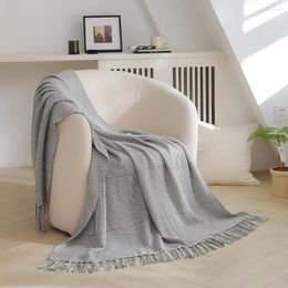 Blankets Simple&Opulence Cotton Winter Warm Throw Blanket For Sofa Knit Woven Boho Acrylic Design Soft Beds