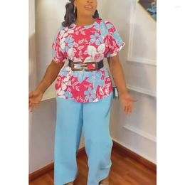 Ethnic Clothing 2 Piece Set Women Africa Clothes 2023 Dashiki African Fashion Print Tops And Pants Suits Plus Size Party For Lady