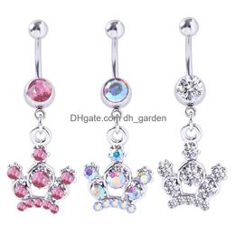 Navel Bell Button Rings D0152 Crown Belly Ring Mix Colours Drop Delivery Jewellery Body Dhgarden Dho4R