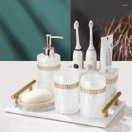 Bath Accessory Set Nordic Light Luxury Style Resin Bathroom Five-piece Wash Home Portable El Toilet Accessories Ornaments Wedding Gift