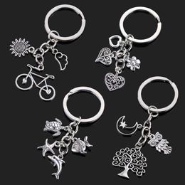 Key Rings Woman Love Heart Keychain Cat Elephant Man Car Key Chain Wing Evil Eye Gun Fashion Jewellery Pendant Friend Original Wedding Gift R230311